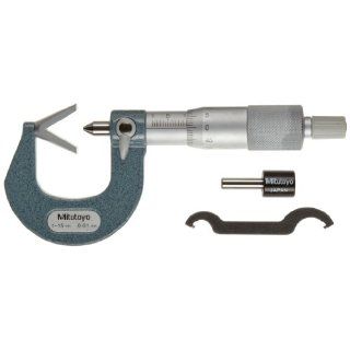 Mitutoyo 114 161 V Anvil Micrometer for 3 Flutes Cutting Head, Ratchet Stop, 1 15mm Range, 0.01mm Graduation, +/ 0.004mm Accuracy Outside Micrometers