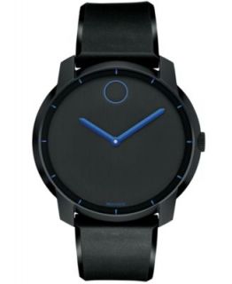 Movado Swiss Bold Large Blue Accent Black Leather Strap Watch 42mm 3600015   Watches   Jewelry & Watches