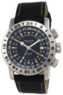 LIMITED EDITION Glycine Airman Double 24 09 Automatic Steel Mens Watch Black Dial Calendar 3886.195  at  Men's Watch store.