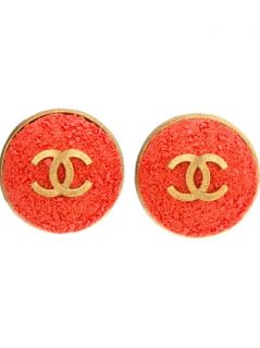 Chanel Vintage Logo Centre Dome Earrings
