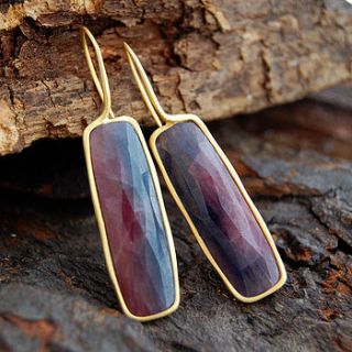 dark precious ruby vermeil organic earrings by embers semi precious and gemstone designs