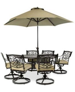 Wentley Patio Furniture, Outdoor 7 Piece Set (70x40 Table, 6 Swivel Chairs)   Furniture