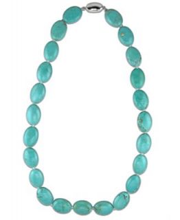 Sterling Silver Gray Agate (70 ct. t.w.) and Turquoise (10mm) Necklace   Necklaces   Jewelry & Watches