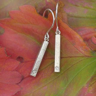 diamond silver bar earrings by lilia nash jewellery