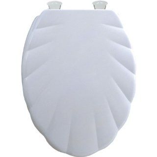 Mayfair 122EC 000 Shell Sculptured Molded Wood Toilet Seat with Lift Off Hinges, Elongated, White    