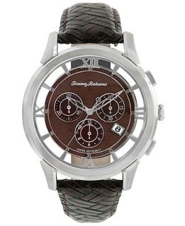 Tommy Bahama Watch, Mens Swiss Chronograph Dark Brown Woven Leather Strap 42mm TB1231   Watches   Jewelry & Watches