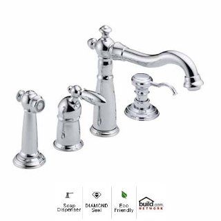 Delta 155 DST SD Chrome Victorian Victorian Side Spray Kitchen Faucet with Diamond Seal Technology   Includes Soap Dispenser 155 DST SD   Kitchen Sink Faucets  