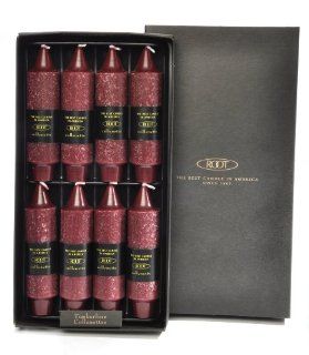 Root 5" Unscented Timberline Collenette Candles, Wine, 8 Pack Box   Taper Candles