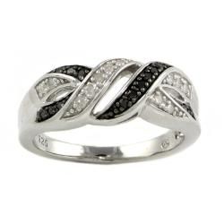 Beverly Hills Charm Silver 1/6ct TDW Black and White Diamond Ring (Size 7) Beverly Hills Charm Diamond Rings