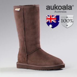 Aukoala Snow Boots Australia Sheepskin Warm Classic Tall For Womens_Size 7_Chocolate Shoes