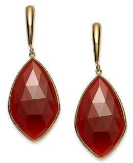 14k Gold over Sterling Silver Earrings, Red Onyx Drop Earrings (29mm x 17mm)   Earrings   Jewelry & Watches
