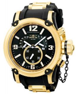 Invicta Watch, Mens Chronograph Russian Diver Gold Tone Stainless Steel and Black Polyurethane Strap 52mm 5670   Watches   Jewelry & Watches
