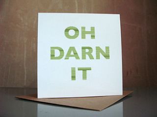 'oh darn it' greeting card by tilly flop designs