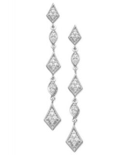 Diamond Earrings, Sterling Silver Diamond Flower Drop Earrings (1/5 ct. t.w.)   Earrings   Jewelry & Watches