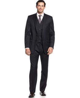 Lauren by Ralph Lauren Suit, Navy Stripe Vested   Suits & Suit Separates   Men