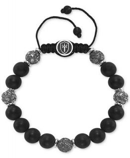 Triton Mens Sterling Silver Bracelet, Onyx Bead (10mm) Paracord Bracelet   Bracelets   Jewelry & Watches
