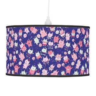 Happy Pink and Purple Party Cats Lamp