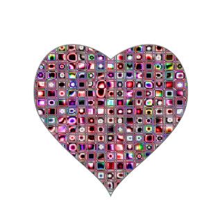Ruby Red 'Bijoux' Textured Mosaic Tiles Pattern Heart Sticker