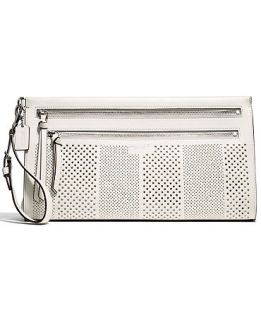 COACH BLEECKER LARGE CLUTCH IN STRIPED PERFORATED LEATHER   COACH   Handbags & Accessories