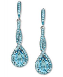 Kaleidoscope Sterling Silver Earrings, Blue Crystal Briolette Drop Earrings with Swarovski Elements   Earrings   Jewelry & Watches