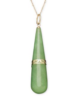 14k Gold Necklace, Jade Greek Stripe Teardrop Pendant   Necklaces   Jewelry & Watches