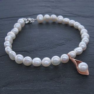 calla lily rose gold pearl bracelet by emma kate francis