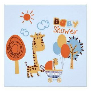 Cute Fun Giraffe Mommy & Baby Baby Shower Invites Personalized Announcements