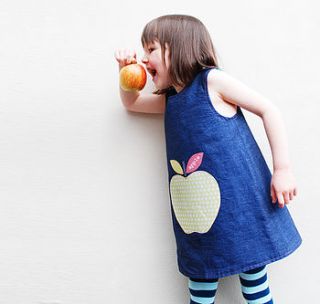 girl's reversible big apple pinafore dress by wild things funky little dresses