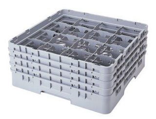 Cambro 16S800 151 8 1/2 Inch Camrack Polypropylene Stemware and Tumbler Glass Rack with 16 Compartments, Full, Soft Gray Kitchen & Dining