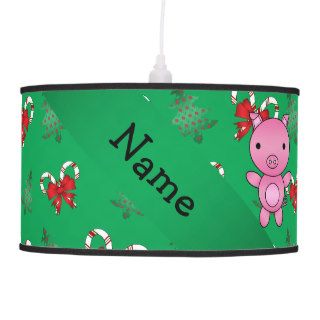 Personalized name pig green candy canes bows lamps