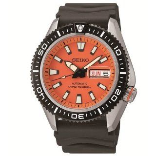 Seiko Diver Orange Dial Black Rubber Mens Watch SRP497 Seiko Watches