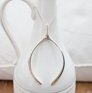 silver or gold large wishbone pendant by katie mullally