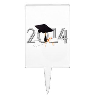 Class of 2014 With Graduation Cap & Diploma Cake Toppers