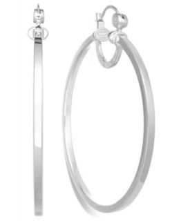 SIS by Simone I Smith Platinum Over Sterling Silver Earrings, Extra Large Radiant Hoop Earrings   Earrings   Jewelry & Watches