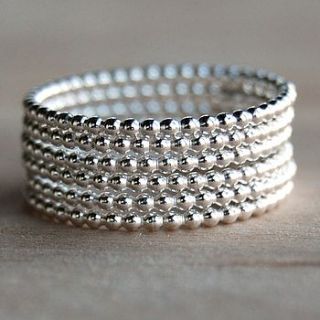 beaded sterling silver stacking rings by alison moore silver designs