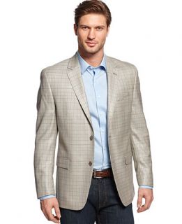 Shaquille ONeal Grey Windowpane with Tan Deco Sport Coat   Blazers & Sport Coats   Men