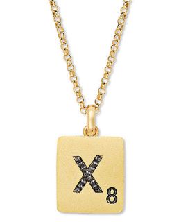 Scrabble� 14k Gold over Sterling Silver Black Diamond Accent X Initial Pendant Necklace   Necklaces   Jewelry & Watches