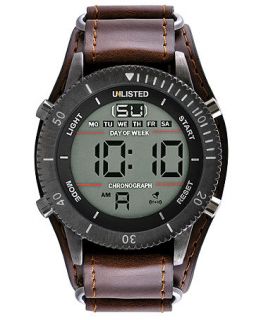 Unlisted Watch, Mens Digital Brown Synthetic Leather Cuff Strap 45mm UL1264   Watches   Jewelry & Watches