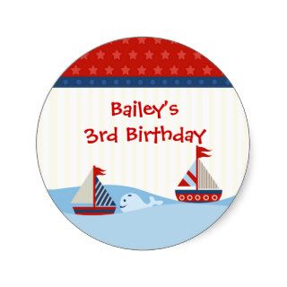 Sailboats and Whale Birthday Sticker