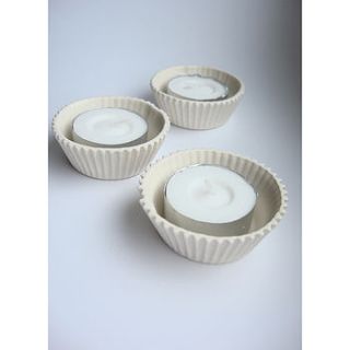 white cupcake tea light holders by lauren denney