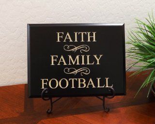 Decorative Carved Wood Sign with Quote "FAITH FAMILY FOOTBALL" 3D Carved 12"x9" Black   Decorative Plaques