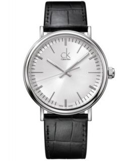 Calvin Klein Watch, Mens Swiss Surround Black Leather Strap 43mm K3W211C1   Watches   Jewelry & Watches