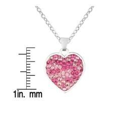 Sterling Silver White/Pink Crystal Heart Necklace Sterling Silver Necklaces