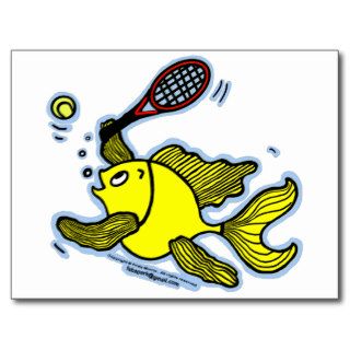 Tennis Fish, Fish Playing Tennis Postcards