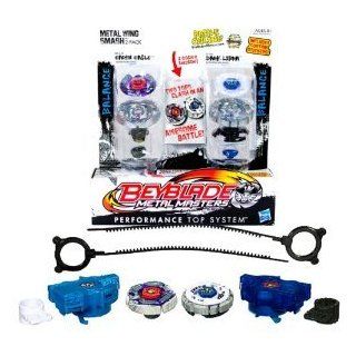 Hasbro Beyblade Metal Fusion High Performance Battle Tops Metal Wing Smash 2 Pack Set   Balance 145WD BB47A EARTH EAGLE with Face Bolt, Eagle Energy Ring, Earth Fusion Wheel, High Profile 145 Spin Track, Wide Defense WD Performance Tip and Balance ED145SD 