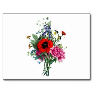 Jean Louis Prevost Poppy and Peony Bouquet Post Cards