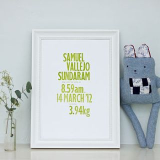 personalised baby announcement letterpress by prickle press