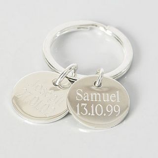 engraved silver circle keyring by suzy q