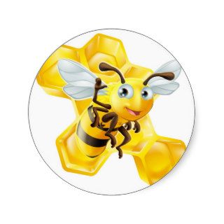 Cute Cartoon Bee and Honeycomb Round Stickers