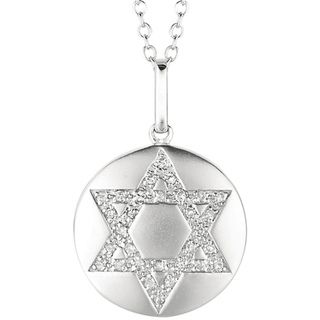 14k Gold and Silver 1/8ct TDW Diamond Star of David Necklace (H I, I2 I3) Diamond Necklaces